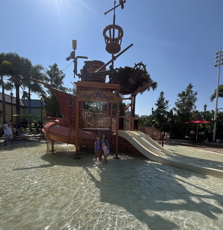 Splash pad area at Disney's Caribbean Beach Resort.
